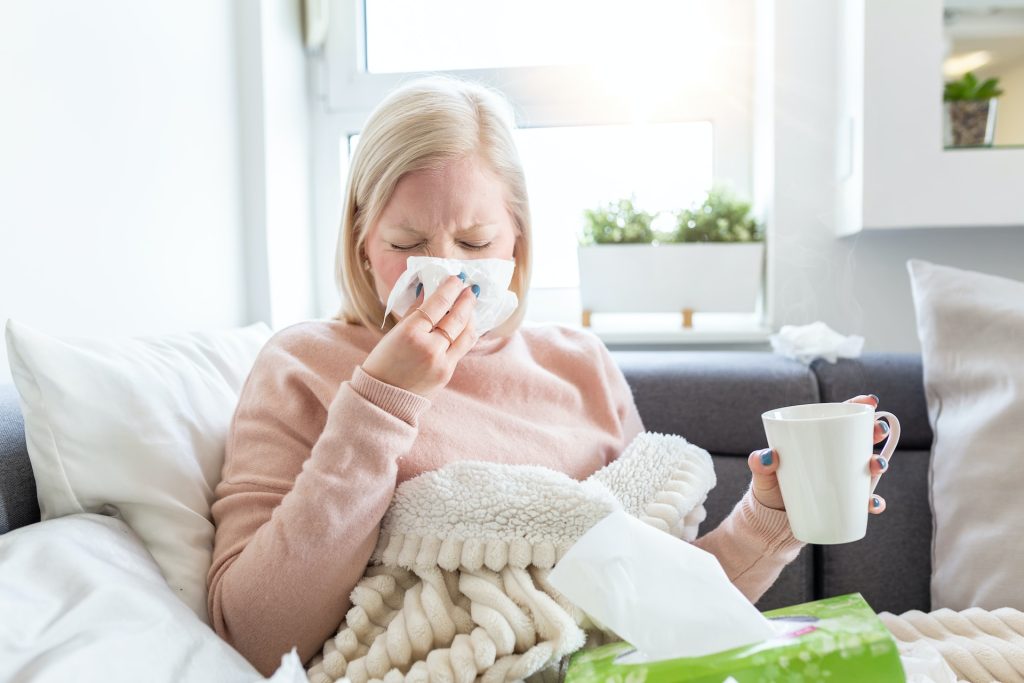 woman with flu